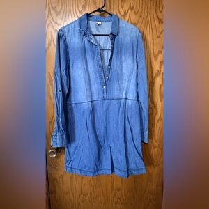 Ayla Denim Blue Long Sleeve Shirt Dress L